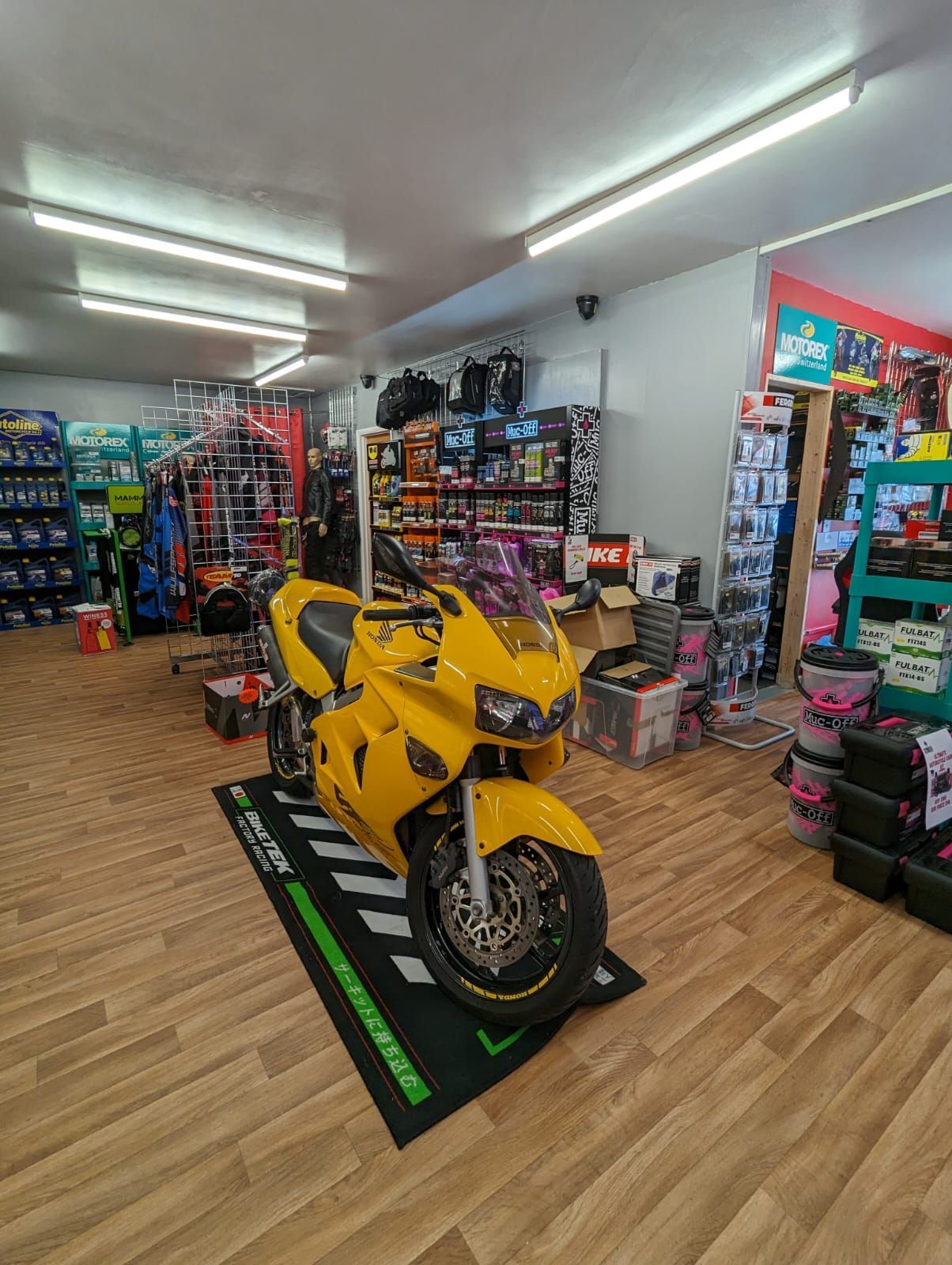 Honda VRF800 FI inside the PML Motorcycles shop