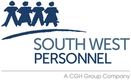 South West Personnel logo with blue stylized figures and text on a white background