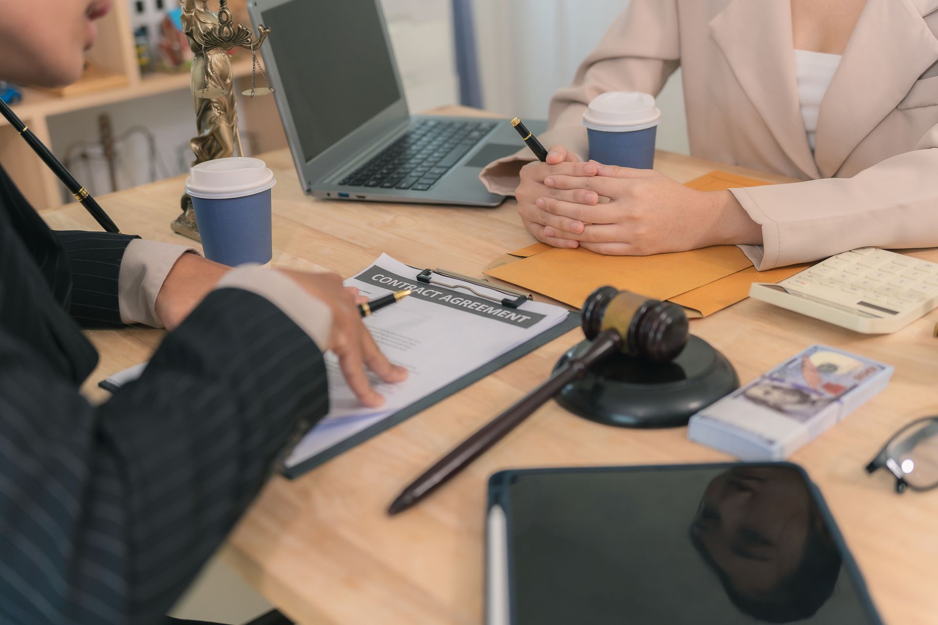 Businessman and male lawyer consulting.