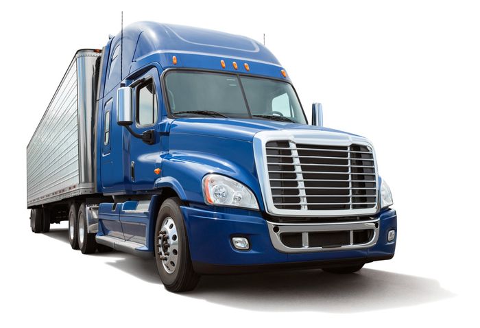 Blue semi-truck with trailer
