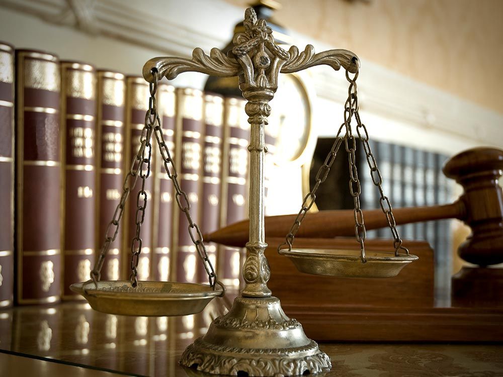 Scales of justice and gavel.