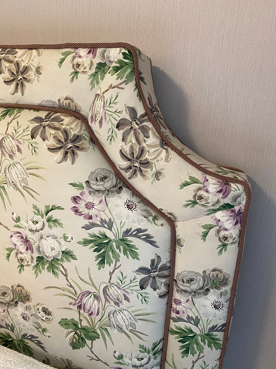 custom headboard close-up