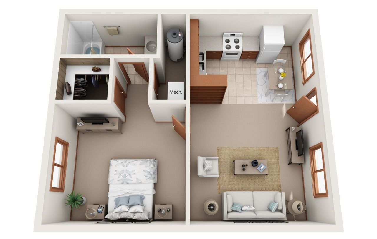 2 Bedroom 2.5 Bathroom Townhome Floor Plan