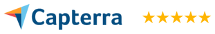 A logo for capterra with four stars on it