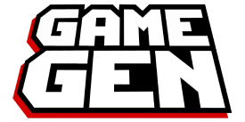 The game gen logo is black and white with a red border.