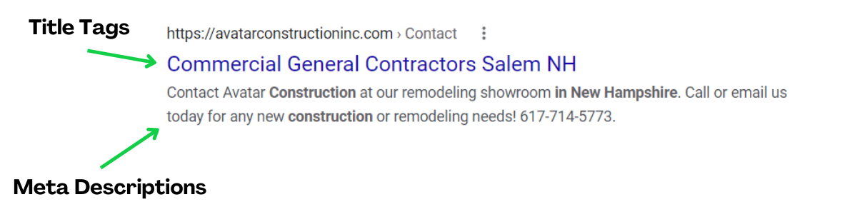 A google search for commercial general contractors salers nh