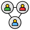 A group of people are connected to each other in circles.