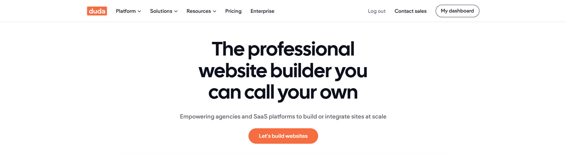 A screenshot of a website that says the professional website builder you can call your own.