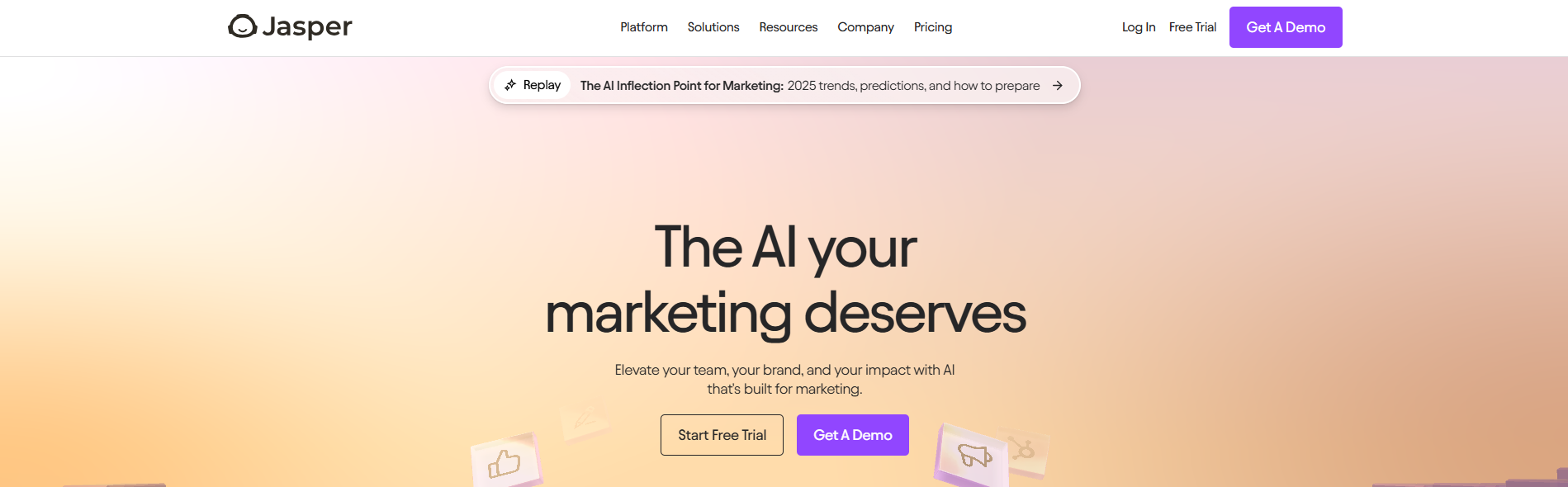 The homepage of a website that says `` the al your marketing deserves ''.