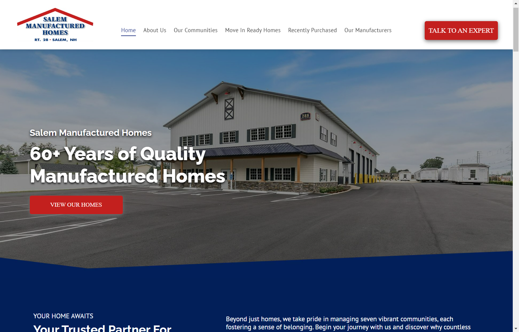 Salem Manufactured Homes website screenshot
