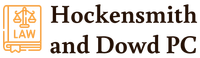 Hockensmith and Dowd PC law firm logo with orange scales icon and black text