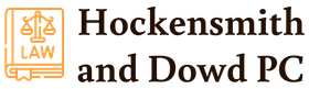 Hockensmith and Dowd PC law firm logo with orange scales icon and black text