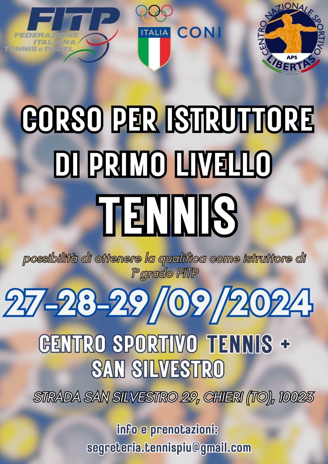 Poster for a tennis instructor course: 