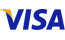 Visa logo in blue on a white background