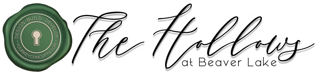 The Hollows at Bear Creek logo with a green keyhole seal and cursive text