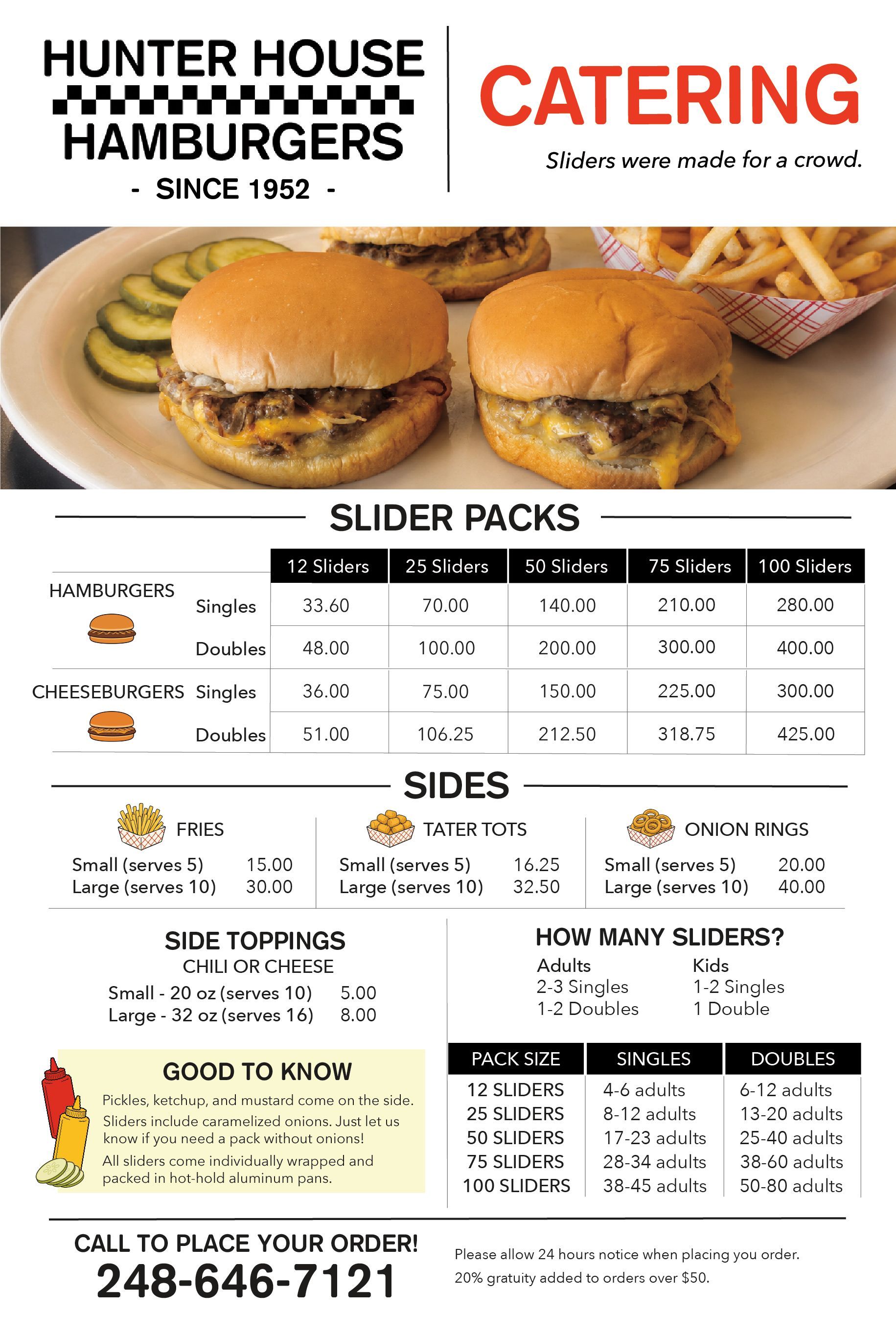 Hunter House Hamburgers Menu