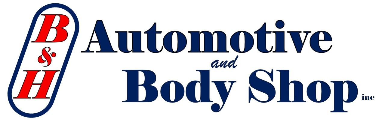 Logo for B & H Automotive and Body Shop. Oval with