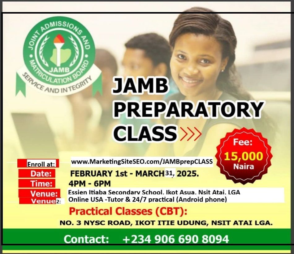 An advertisement for jamb preparatory class in naira