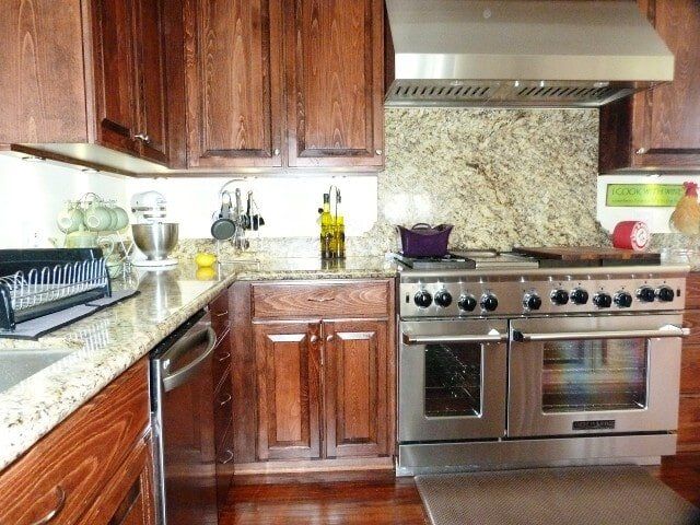 Kitchen with marble walls and counter top — Hesperia, CA — Bergstrom Construction
