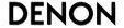 Black DENON wordmark logo on a white background