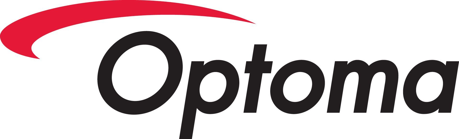Optoma logo in black and red on a white background