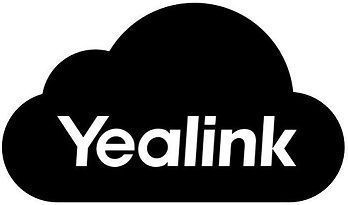 Yealink logo in white text on a black cloud-shaped background