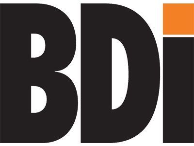 BDI logo in black with an orange square accent at the top right