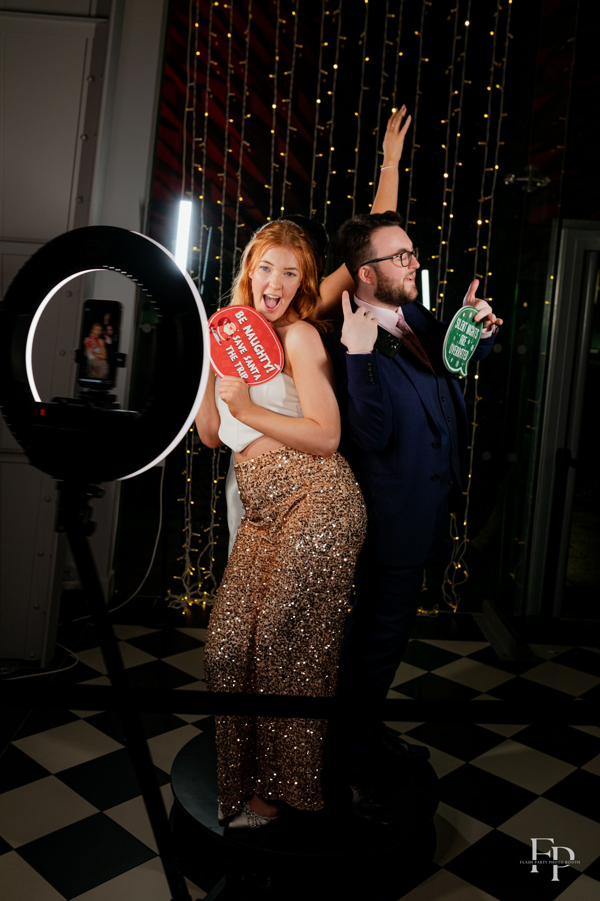 Guests enjoying 360 photo booth at corporate and private events
