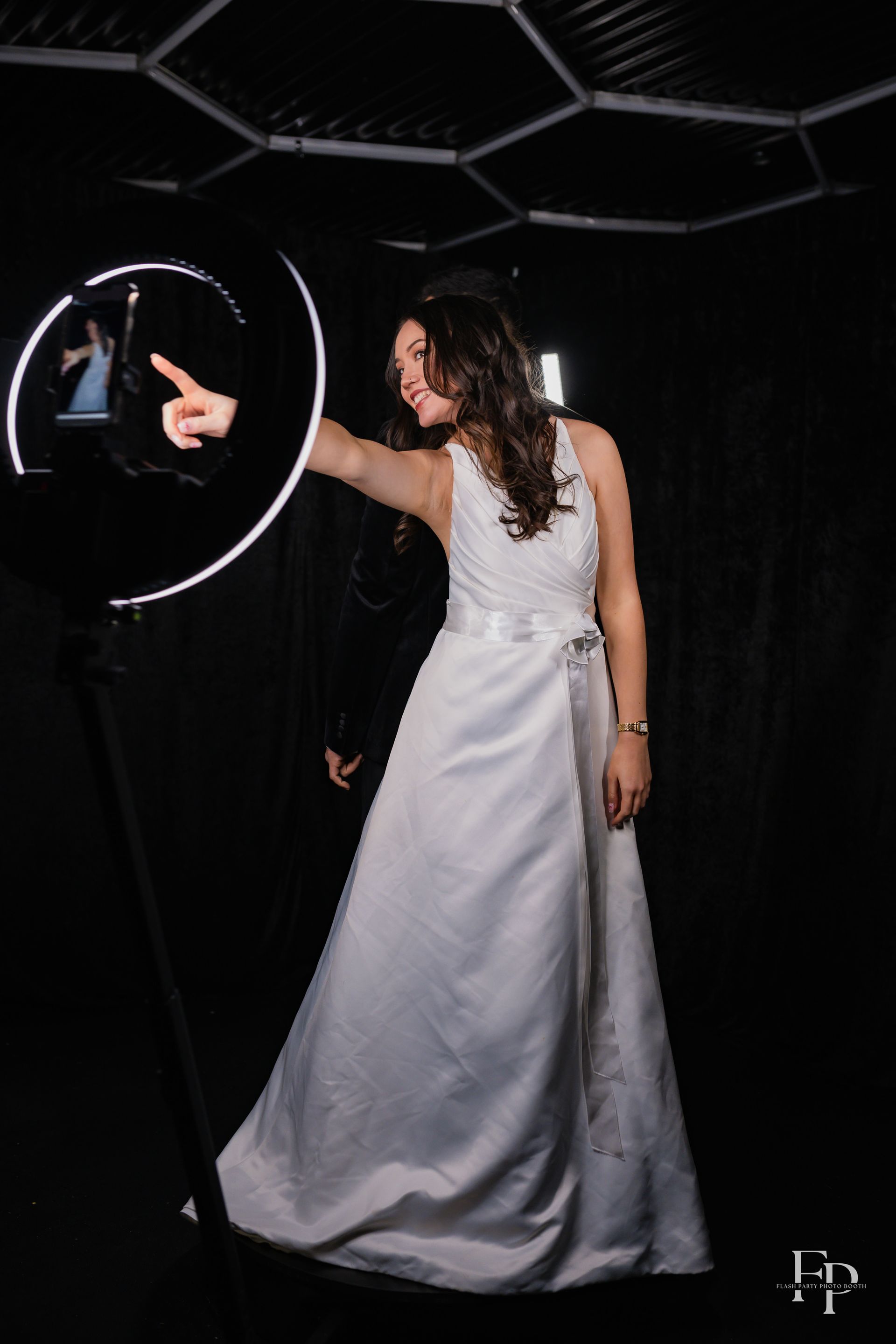 Wedding bride creating memorable 360 photo booth videos