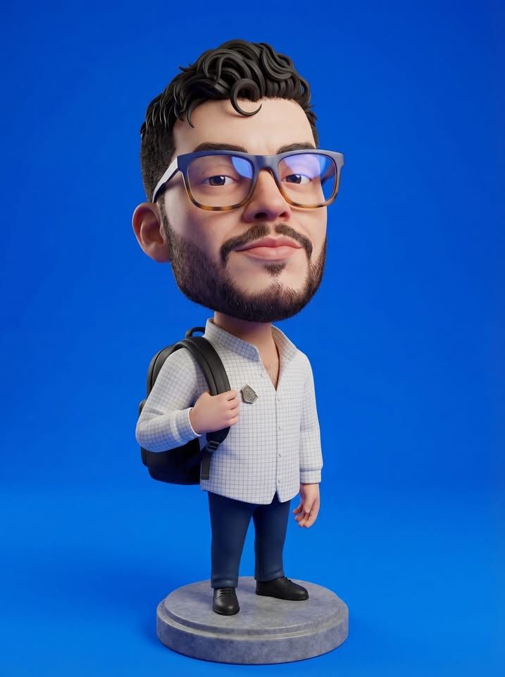 Guest enjoying AI bubble head photo booth creating fun oversized portraits