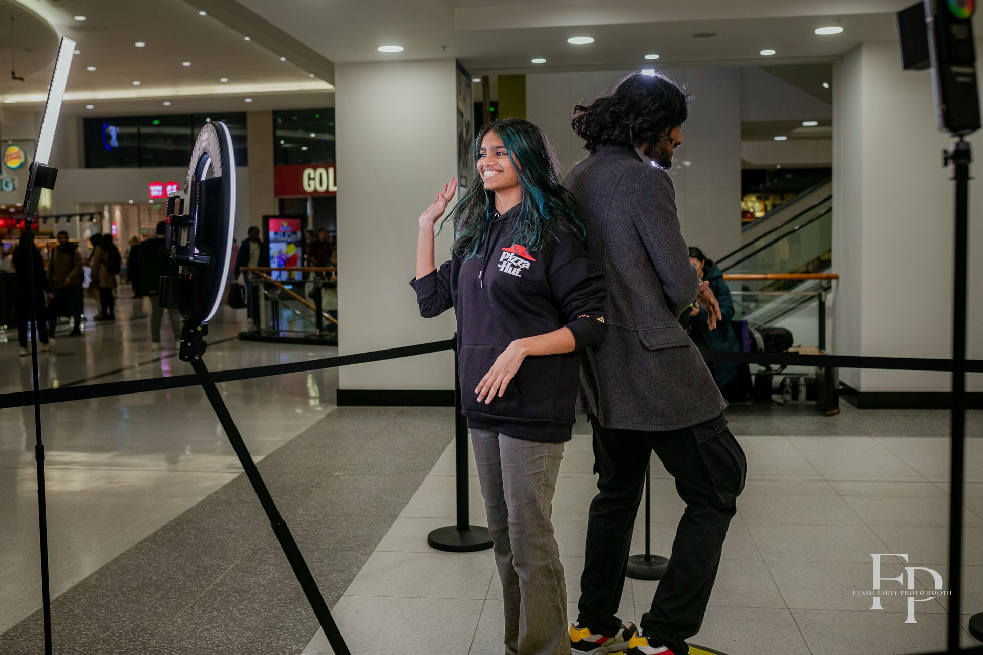 Houston event attendees capturing fun moments in 360 photo booth