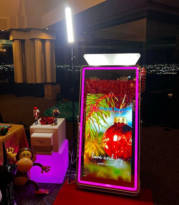 Elegant luxury magic mirror photo booth at upscale event