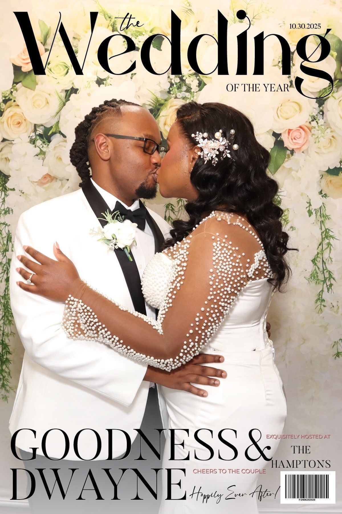 Digital magazine photo booth setup with custom cover overlay