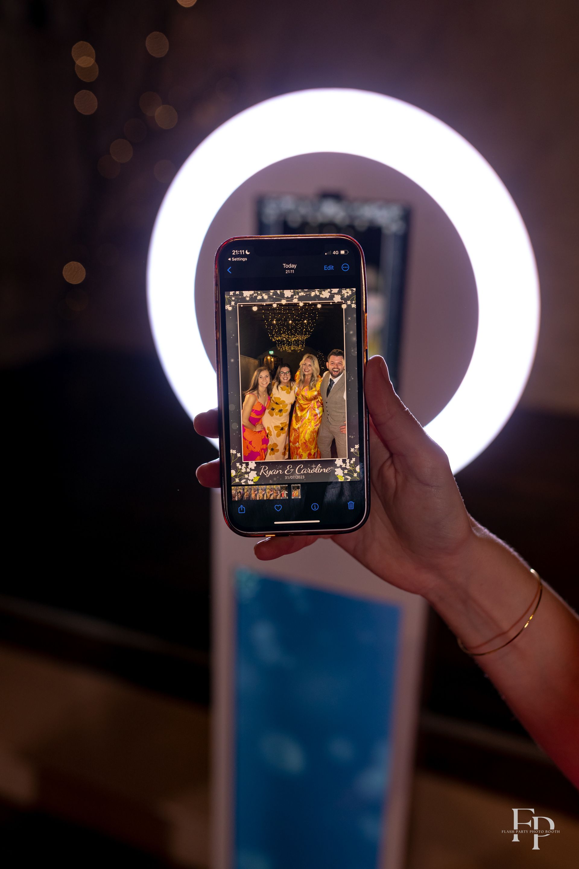 Party attendees having fun with interactive social booth experience