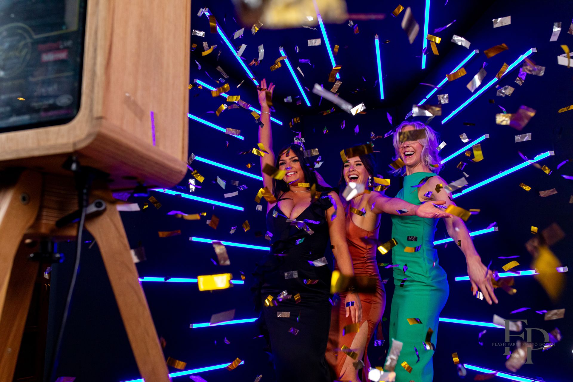 Vogue photo booth with LED-lit enclosure for modern events