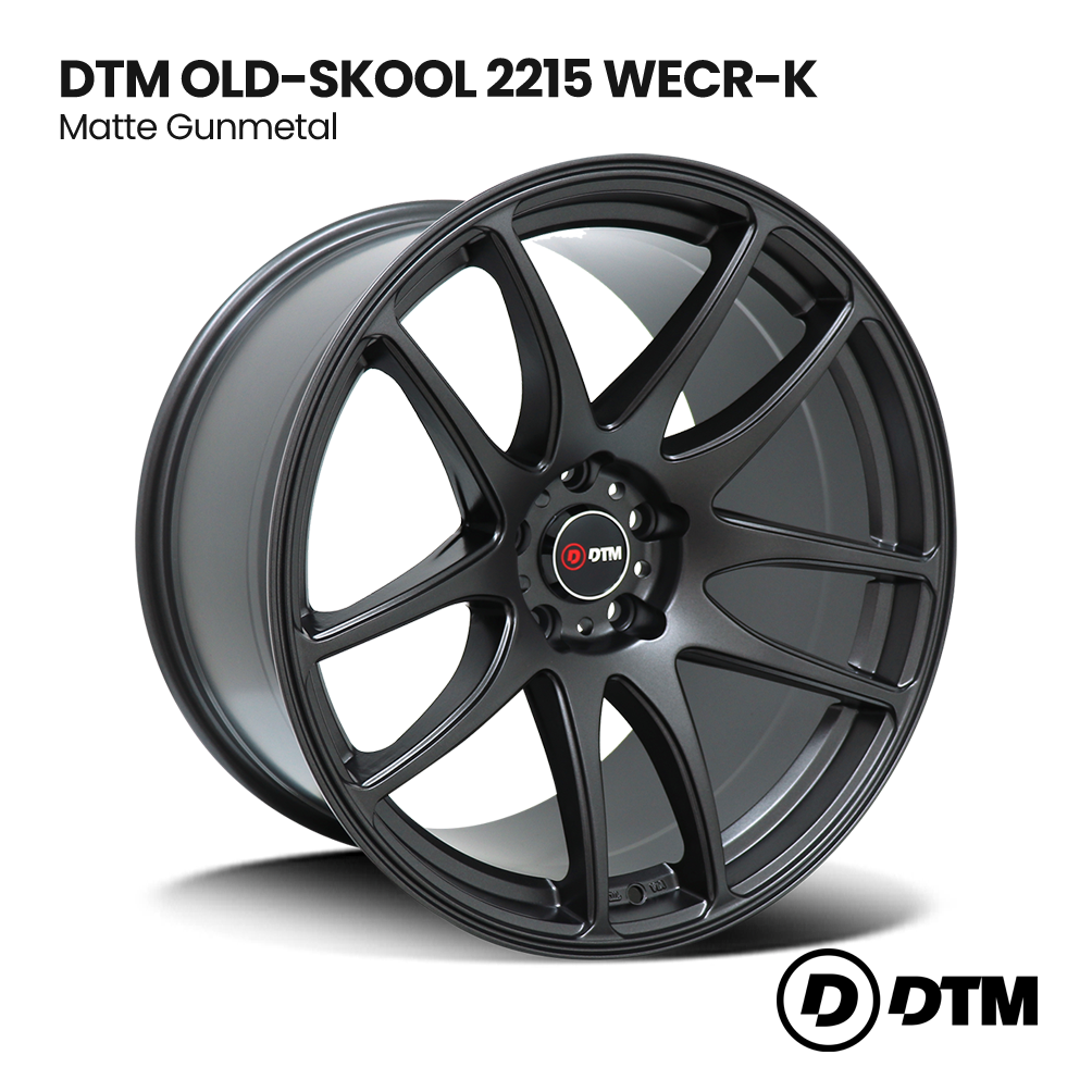 Black DTM Old-Skool 2215 WECR-K matte gunmetal alloy wheel on white background