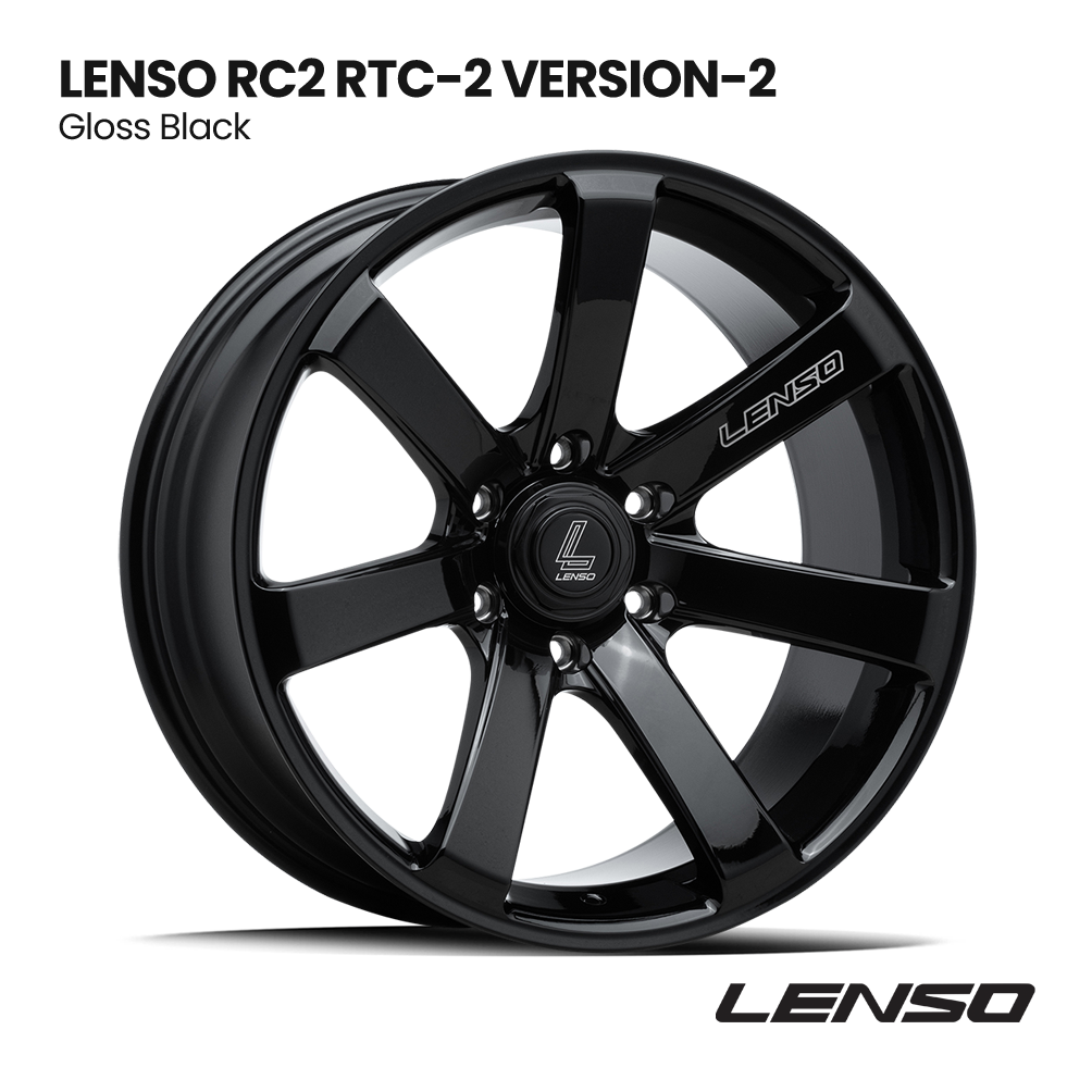 Gloss black Lenso RC2 RTC-2 Version-2 alloy wheel on white background
