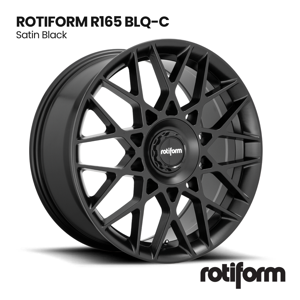 Matte black Rotiform R165 BLQ-C alloy wheel on white background