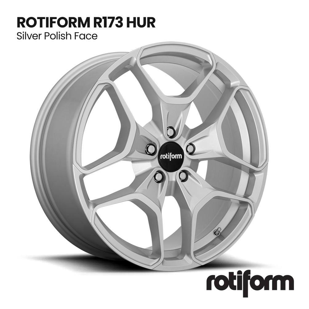 Silver Rotiform R173 HUR alloy wheel with polished face, shown on white background.