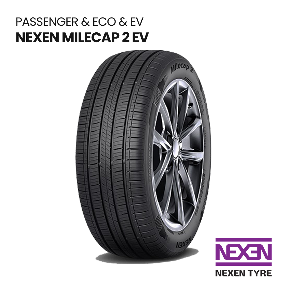 Black Nexen N'Fera SUV tire on white background with Nexen logo and EV/eco label