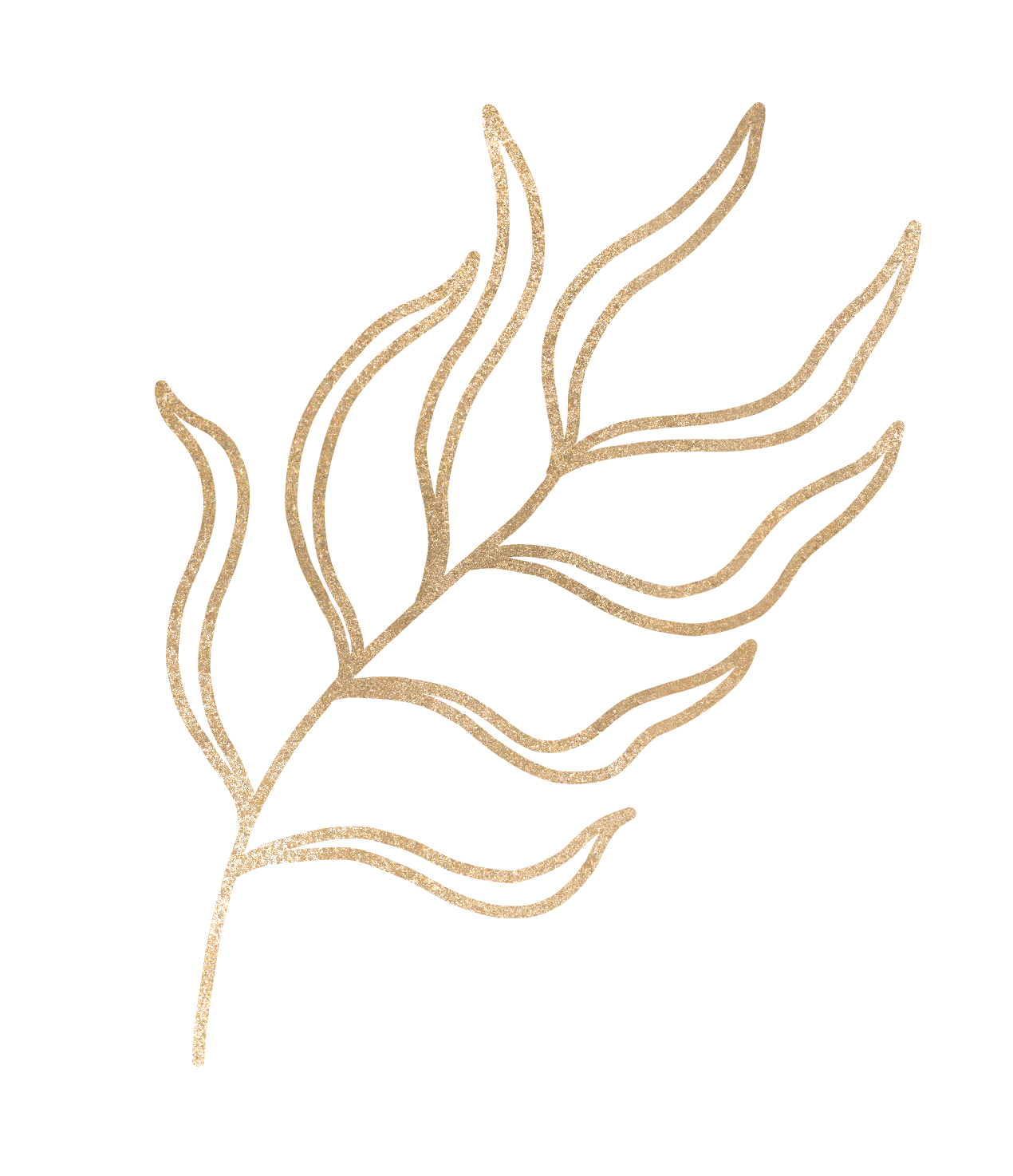 a gold line drawing of a palm lea