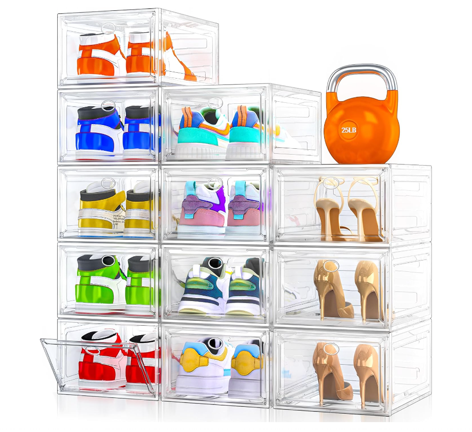Clear Stackable shoe storage boxes