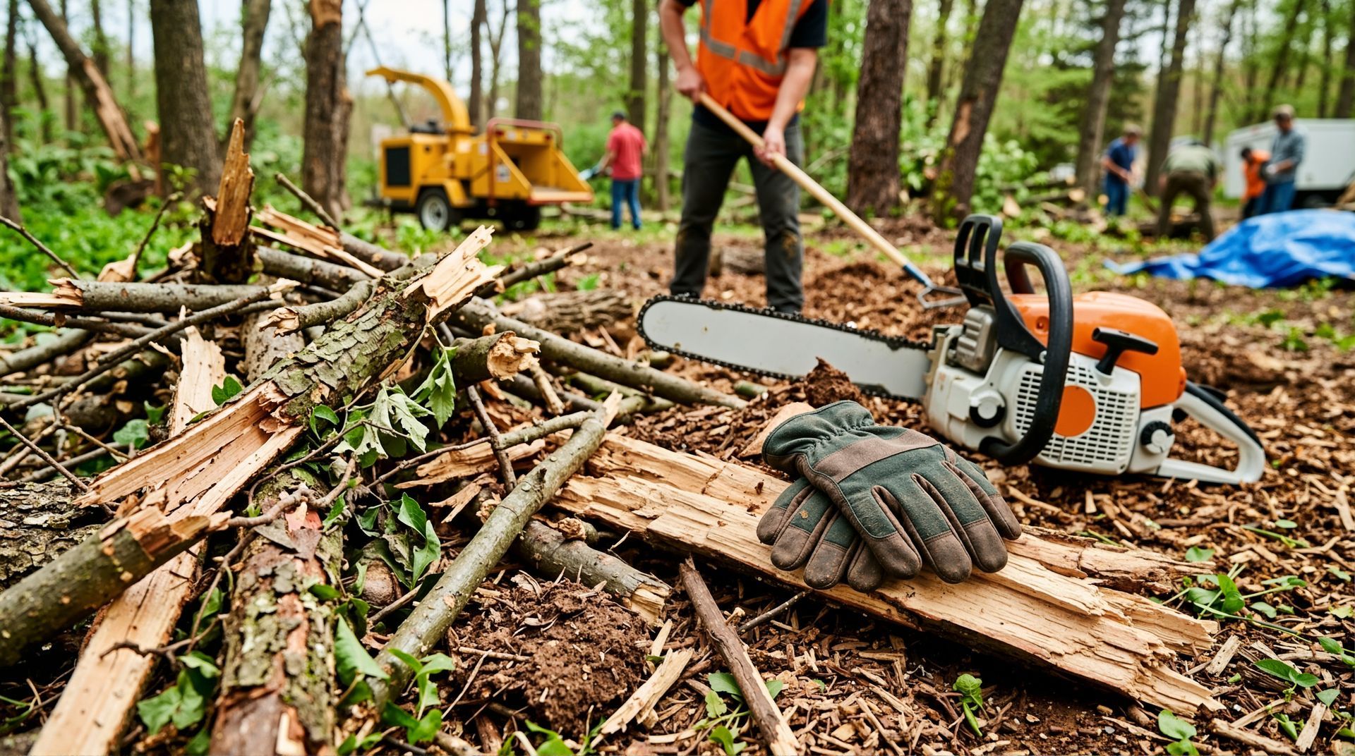 Certified arborist performing a professional Tree Removal Service on a large residential tree.