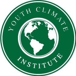 Green circular Youth Climate Institute logo with a globe in the center