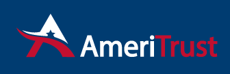 A logo for ameritrust on a blue background