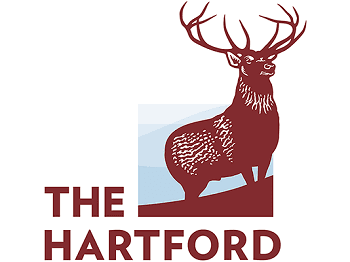 The hartford logo shows a deer standing on top of a hill.