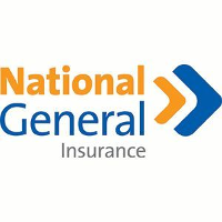 The national general insurance logo is orange and blue with a blue arrow.
