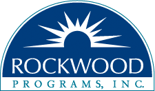 A blue logo for rockwood programs inc.