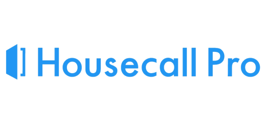 Housecall Pro logo in blue with a stylized door icon