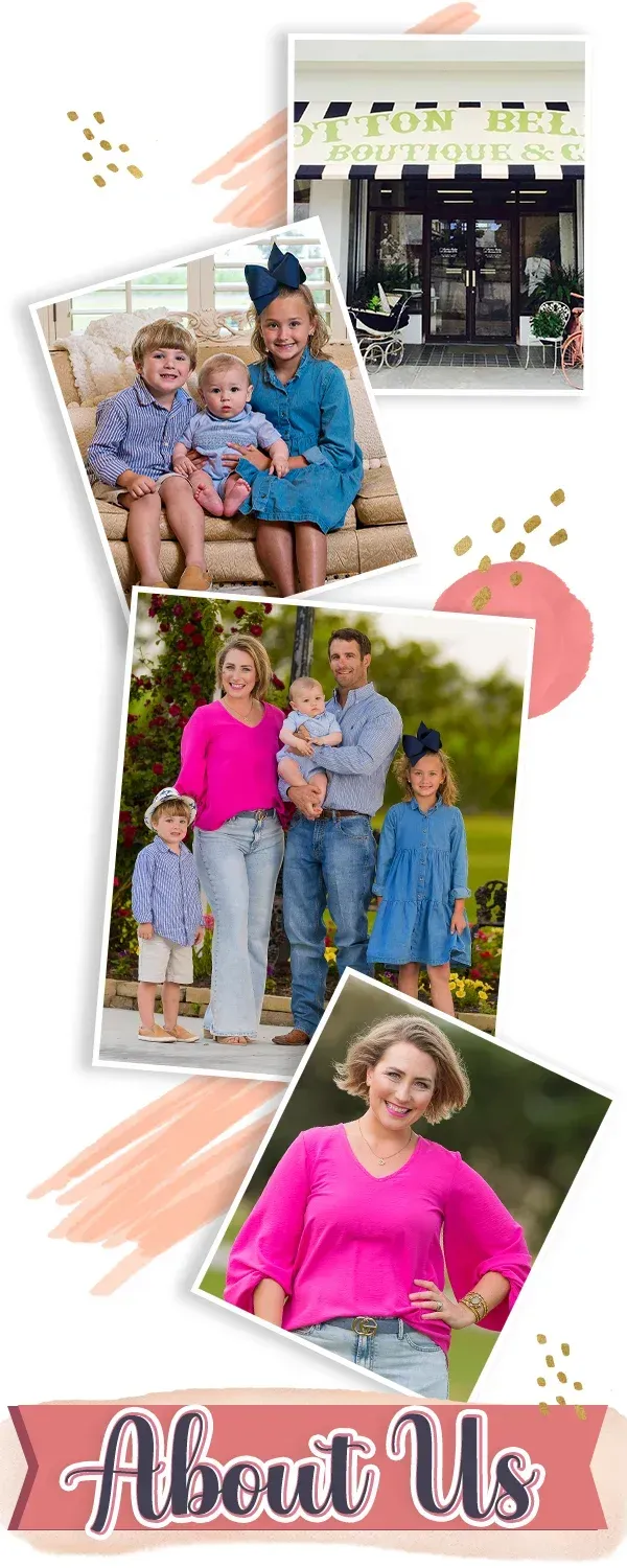 Collage of family photos with the title “About Us” at the bottom